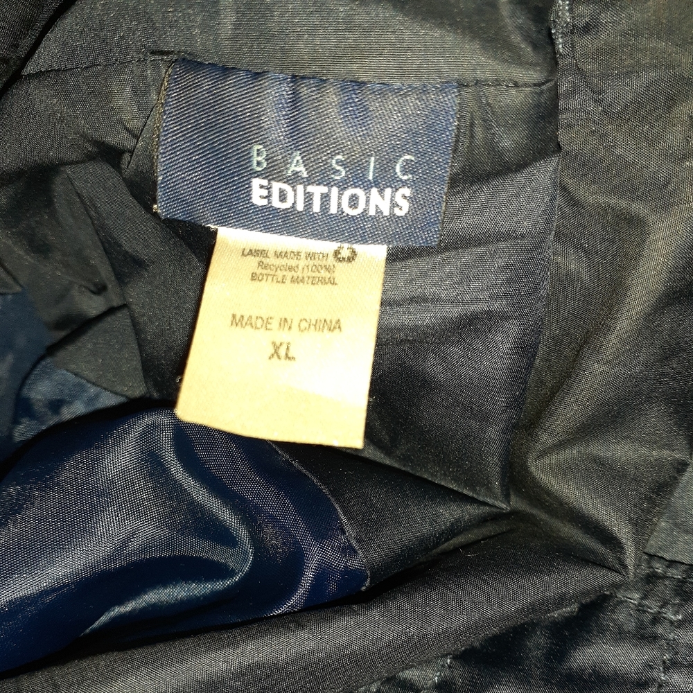 Basic Editions Navy Blue Anorak Jacket Size XL NWOT - Picture 3 of 5